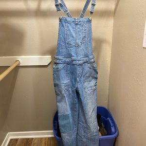 Medium denim overalls